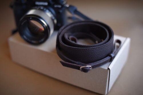 leather camera strap on fuji